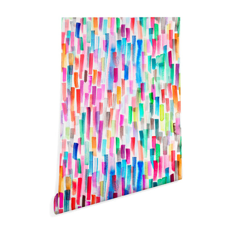 Ninola Design Colorful Brushstrokes White Wallpaper