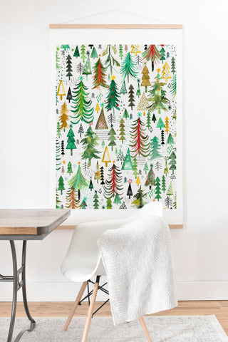 Ninola Design Colorful christmas trees Yuletide Art Print And Hanger