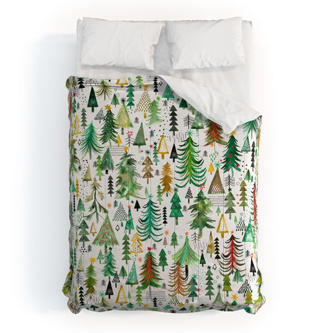 Ninola Design Colorful christmas trees Yuletide Comforter