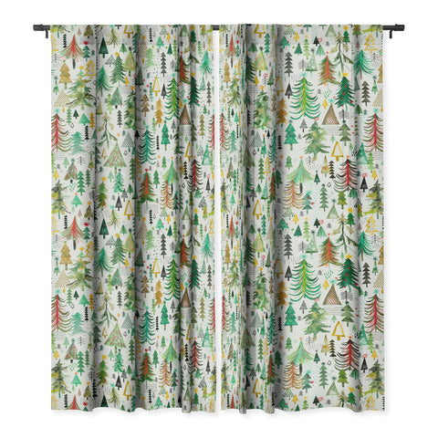Ninola Design Colorful christmas trees Yuletide Blackout Non Repeat