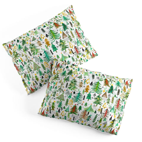 Ninola Design Colorful christmas trees Yuletide Pillow Shams