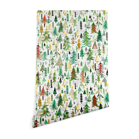 Ninola Design Colorful christmas trees Yuletide Wallpaper