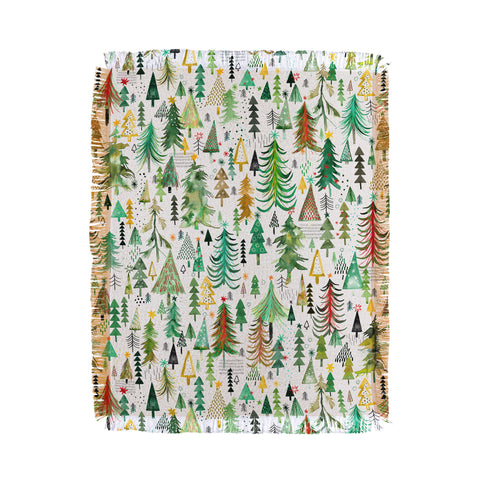 Ninola Design Colorful christmas trees Yuletide Throw Blanket