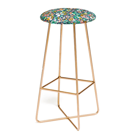 Ninola Design Colorful Flower Petals Coral Bar Stool