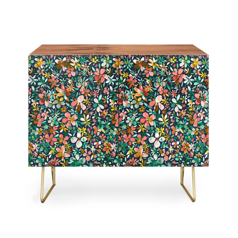 Ninola Design Colorful Flower Petals Coral Credenza