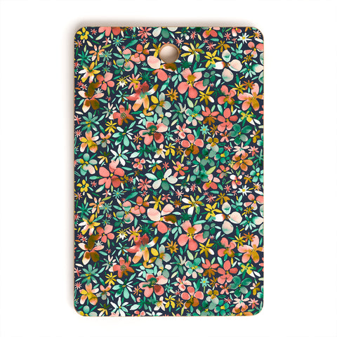 Ninola Design Colorful Flower Petals Coral Cutting Board Rectangle