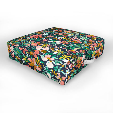 Ninola Design Colorful Flower Petals Coral Outdoor Floor Cushion