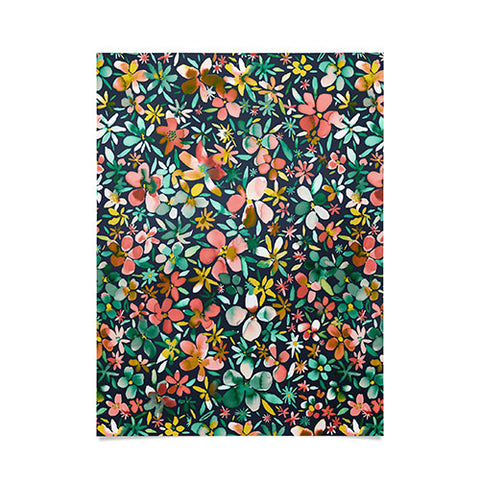 Ninola Design Colorful Flower Petals Coral Poster