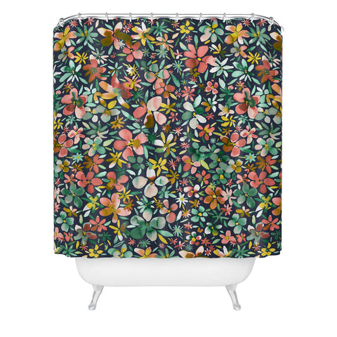 Ninola Design Colorful Flower Petals Coral Shower Curtain