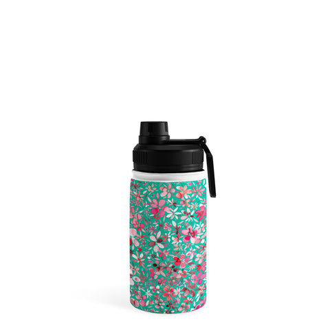 Ninola Design Colorful Flower Petals Green Water Bottle