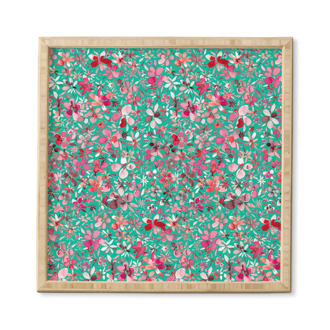Ninola Design Colorful Flower Petals Green Framed Wall Art