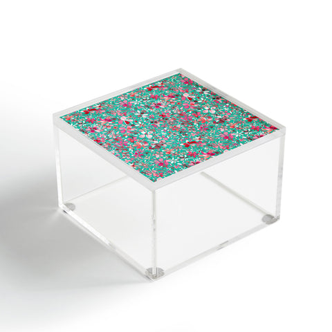 Ninola Design Colorful Flower Petals Green Acrylic Box