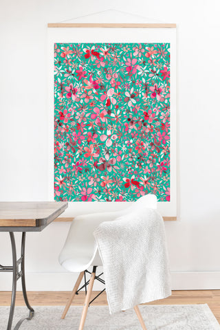 Ninola Design Colorful Flower Petals Green Art Print And Hanger
