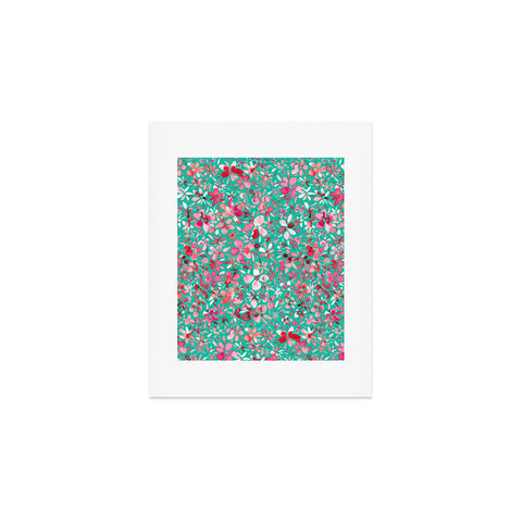 Ninola Design Colorful Flower Petals Green Art Print