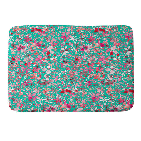 Ninola Design Colorful Flower Petals Green Memory Foam Bath Mat