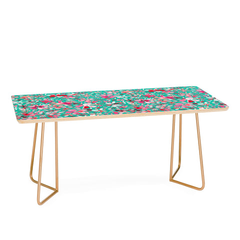 Ninola Design Colorful Flower Petals Green Coffee Table
