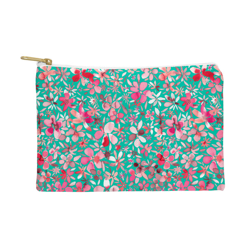 Ninola Design Colorful Flower Petals Green Pouch