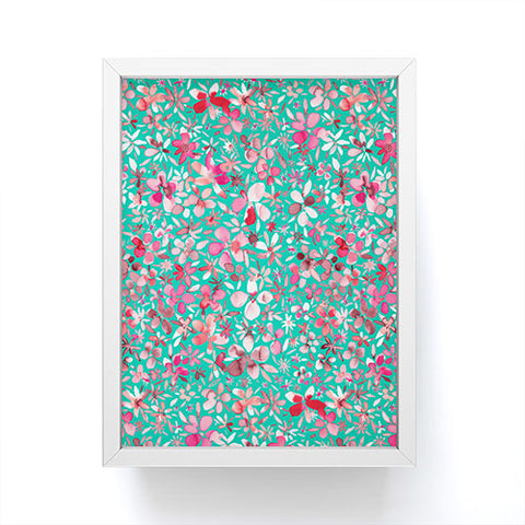 Ninola Design Colorful Flower Petals Green Framed Mini Art Print