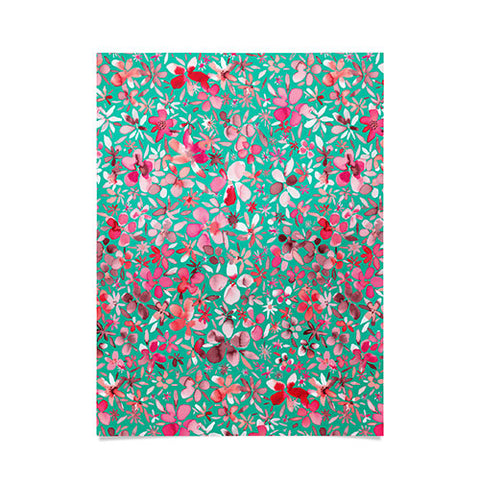 Ninola Design Colorful Flower Petals Green Poster