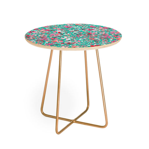 Ninola Design Colorful Flower Petals Green Round Side Table