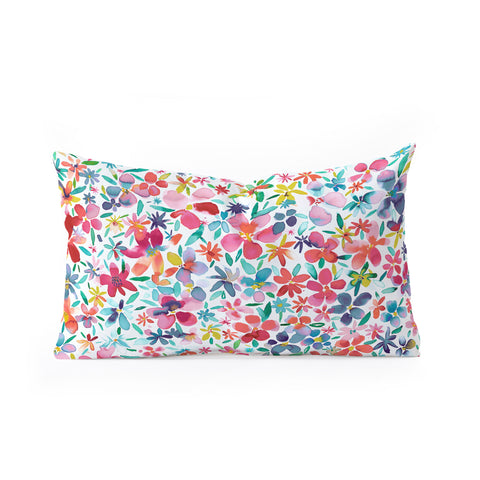 Ninola Design Colorful Flower Petals Multi Oblong Throw Pillow
