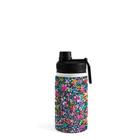 Ninola Design Colorful Flower Petals Navy Water Bottle