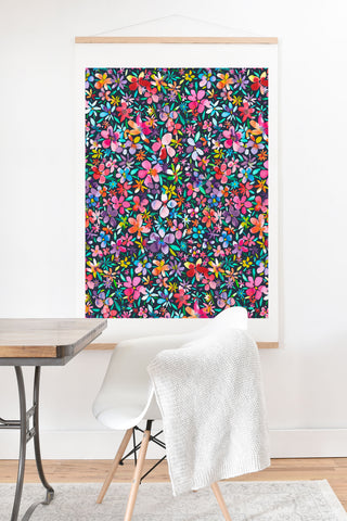 Ninola Design Colorful Flower Petals Navy Art Print And Hanger