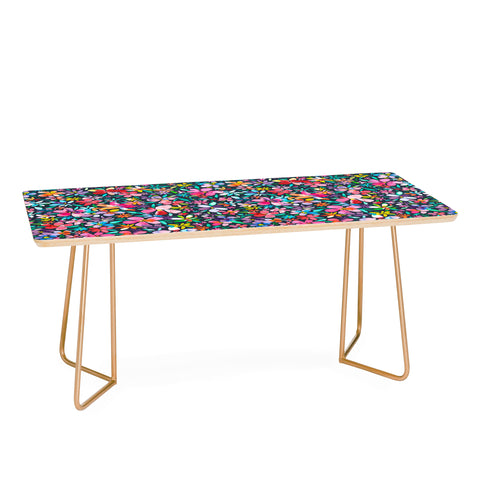 Ninola Design Colorful Flower Petals Navy Coffee Table