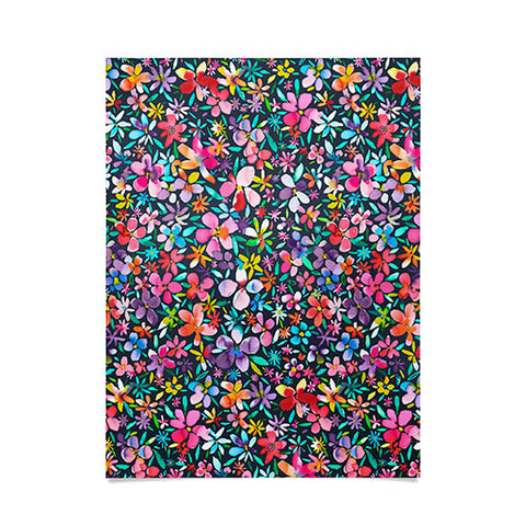 Ninola Design Colorful Flower Petals Navy Poster