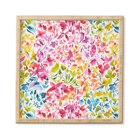 Ninola Design Colorful flowers and plants ivy Framed Wall Art