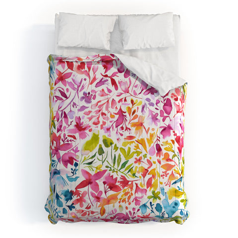 Ninola Design Colorful flowers and plants ivy Comforter