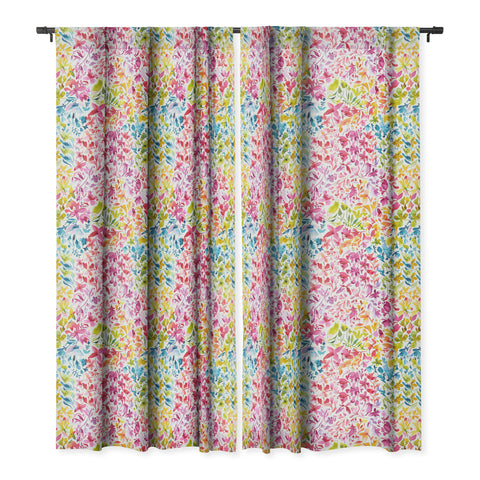 Ninola Design Colorful flowers and plants ivy Blackout Window Curtain