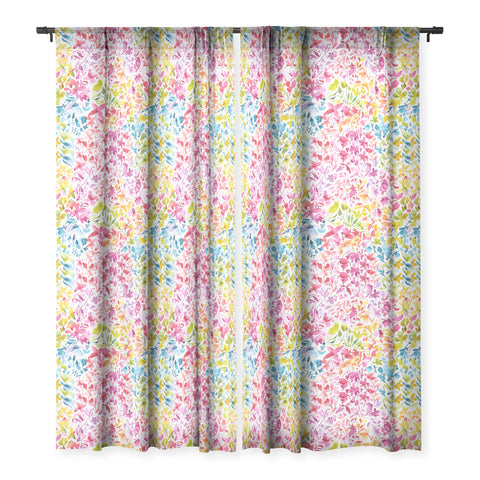 Ninola Design Colorful flowers and plants ivy Sheer Window Curtain
