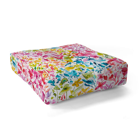 Ninola Design Colorful flowers and plants ivy Floor Pillow Square
