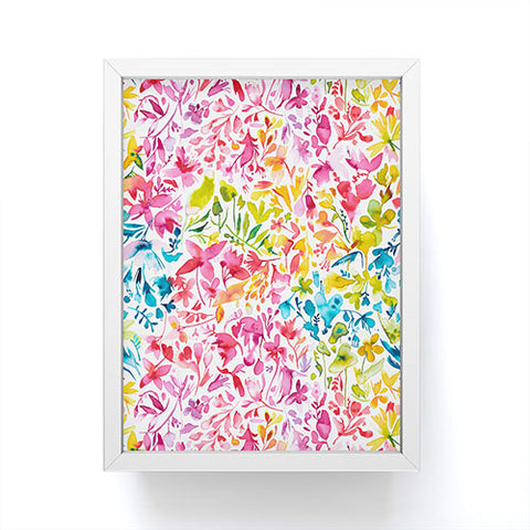 Ninola Design Colorful flowers and plants ivy Framed Mini Art Print