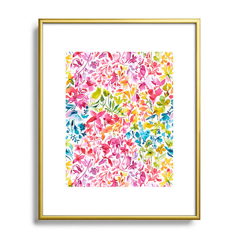 Ninola Design Colorful flowers and plants ivy Metal Framed Art Print