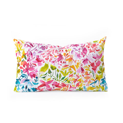 Ninola Design Colorful flowers and plants ivy Oblong Throw Pillow