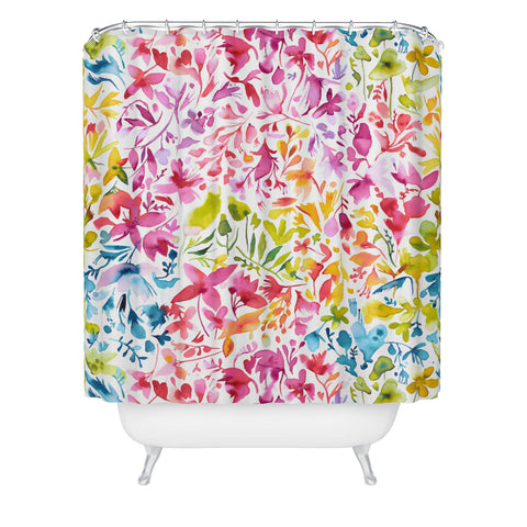 Ninola Design Colorful flowers and plants ivy Shower Curtain