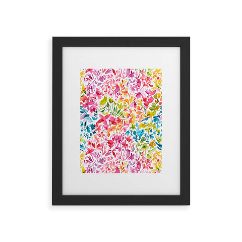 Ninola Design Colorful flowers and plants ivy Framed Art Print