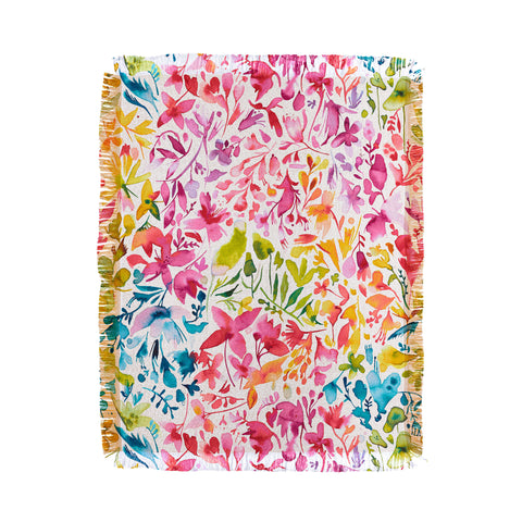 Ninola Design Colorful flowers and plants ivy Throw Blanket