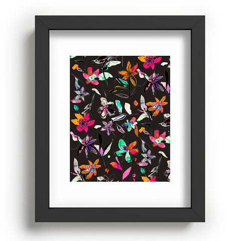 Ninola Design Colorful Ink Flowers Recessed Framing Rectangle