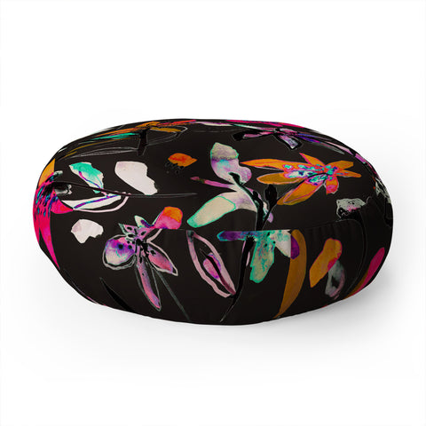 Ninola Design Colorful Ink Flowers Floor Pillow Round