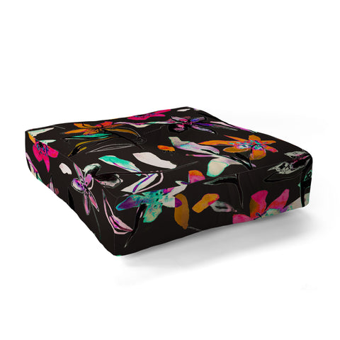 Ninola Design Colorful Ink Flowers Floor Pillow Square