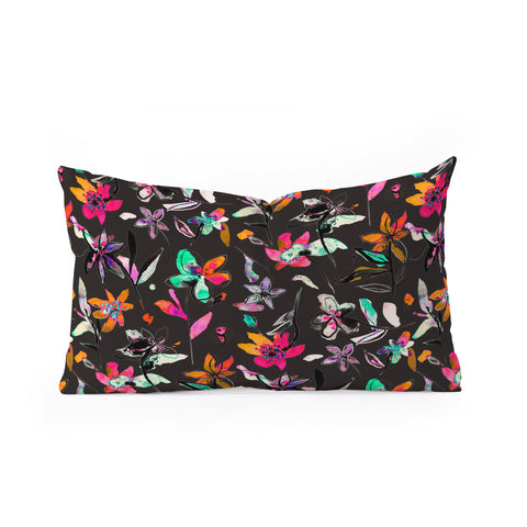 Ninola Design Colorful Ink Flowers Oblong Throw Pillow