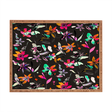 Ninola Design Colorful Ink Flowers Rectangular Tray