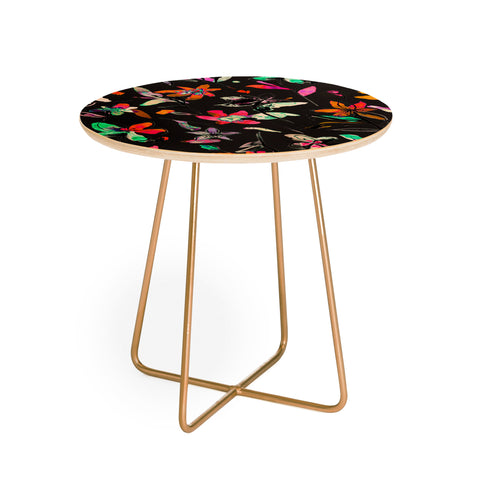Ninola Design Colorful Ink Flowers Round Side Table