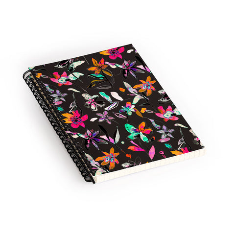 Ninola Design Colorful Ink Flowers Spiral Notebook