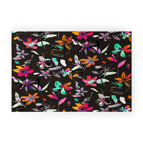Ninola Design Colorful Ink Flowers Welcome Mat