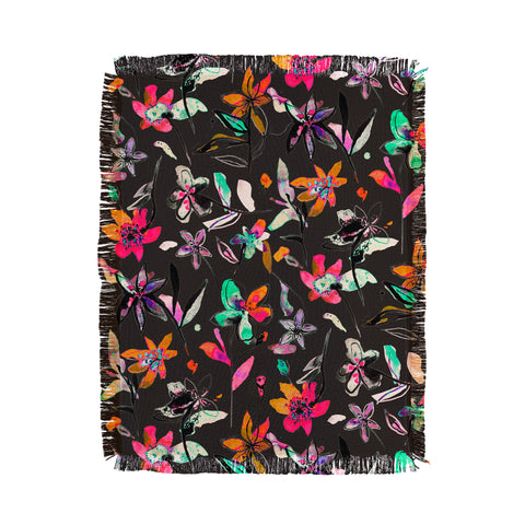 Ninola Design Colorful Ink Flowers Throw Blanket