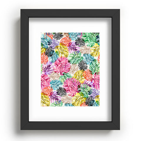 Ninola Design Colorful Tropical Monstera Leaves Recessed Framing Rectangle